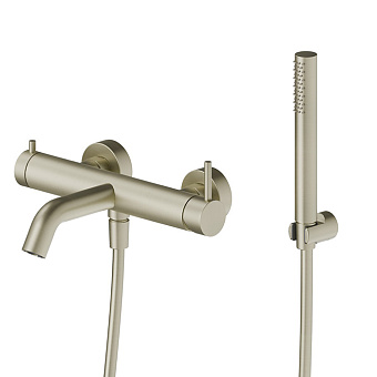 Newform X-Steel 316 Смеситель для ванны, настенный, с ручным душем, цвет: PVD Br. Pale Gold