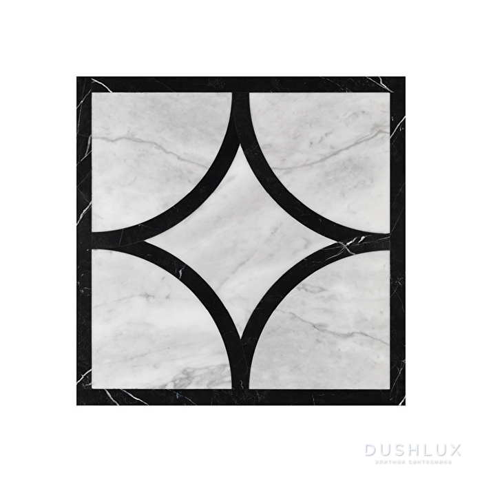 Фото Devon&Devon Prestige Плитка из натурального камня 60x60см, универсальная, мрамор, prestige 3, цвет: white carrara/black marquinha