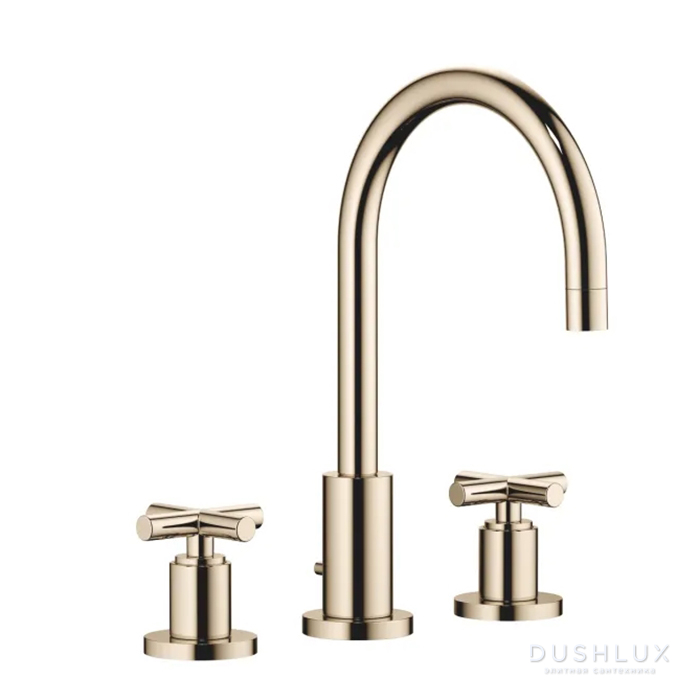 Фото Dornbracht Tara Смеситель для раковины, на 3 отв., с донным клапаном, цвет: Шампанское