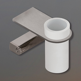 CEA Design LUTEZIA Полочка со стаканом, подвесная, Delrin®, установка слева, цвет: нержавеющая сталь