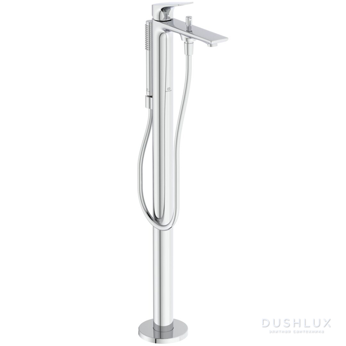 Фото Ideal Standard La Dolce Vita Смеситель для ванны, напольный, ручной душ Stick, шланг для душа Idealflex 125см., для монтажа с A6133NU, цвет: хром