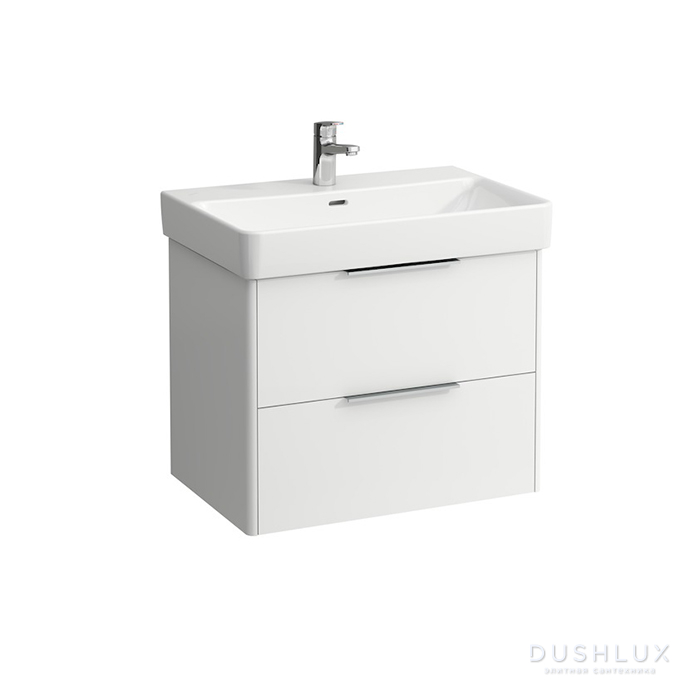 Фото Laufen Base Тумба подвесная 66.5x44x53см, с раковиной, с 2 выдвиж. ящиками, цвет: белый матовый