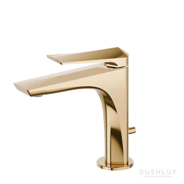 Фото Newform Delta Zero Смеситель для раковины, 1 отв., с донным клапаном, цвет: PVD glossy gold
