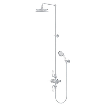 Burlington Savoy Душевая система, со смесителем, верхним душем 23см, ручным душем и держателем, цвет: шлифованный никель