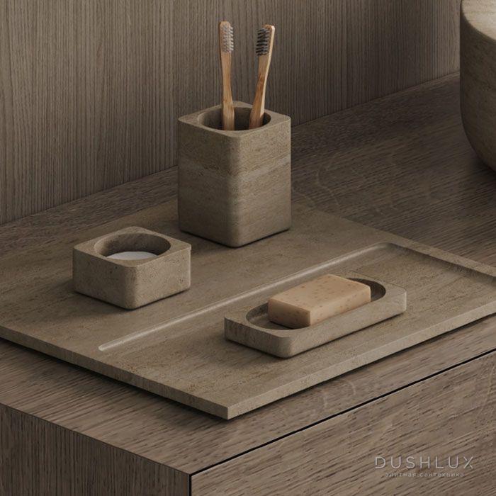 Фото Dea Design Marble Мыльница настольная, 16x8хh2cм., из мрамора, цвет: Travertine