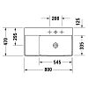 Duravit DuraSquare Раковина подвесная 80х47см, Dx, с отметками на 2 отв., без перелива, с покрытием WonderGliss, цвет: белый