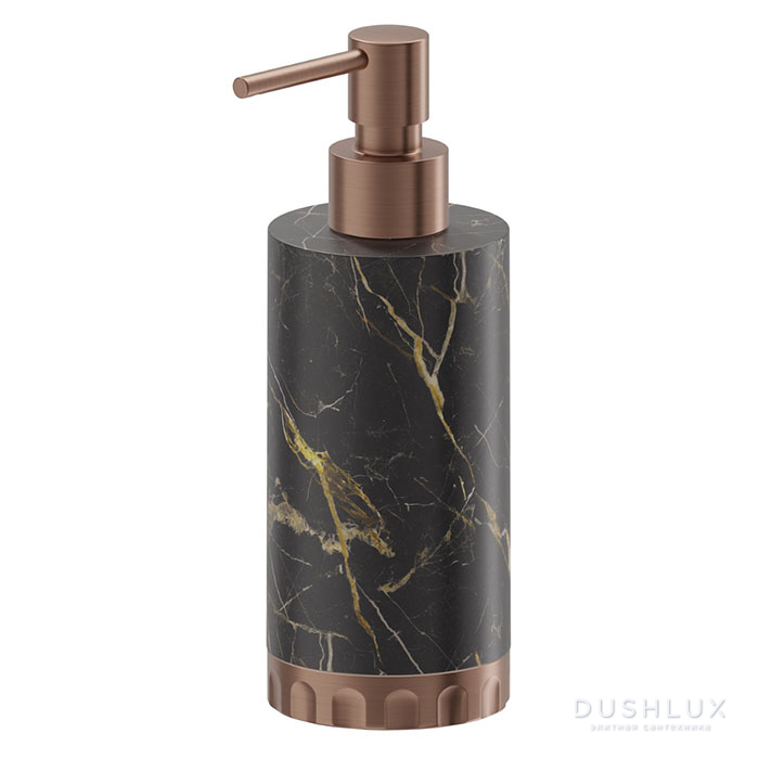 Фото Newform Ionika supreme accessori Настольный дозатор для мыла, черный мрамор, цвет: PVD brushed copper bronze