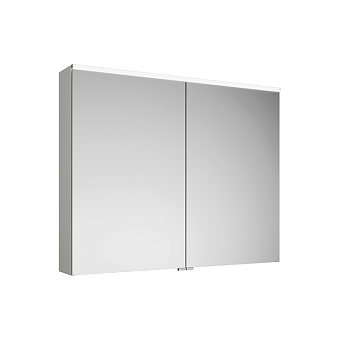 Burgbad Eqio Зеркальный шкаф 100x80x17см., 2 двери, стекл. полки, LED, цвет: капучино
