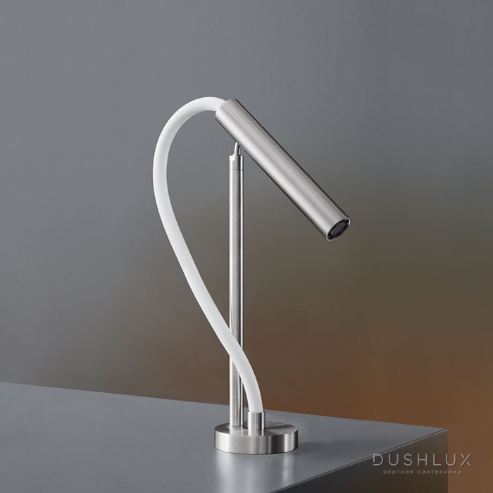 Фото CEA Design ASTA Излив для раковины 31см., с регулируемым и съёмным носиком, цвет: нержавеющая сталь/белый