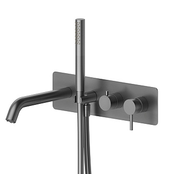 Newform X-Steel 316 Смеситель для ванны, встраиваемый, с изливом и ручным душем, цвет: PVD brushed gun metal