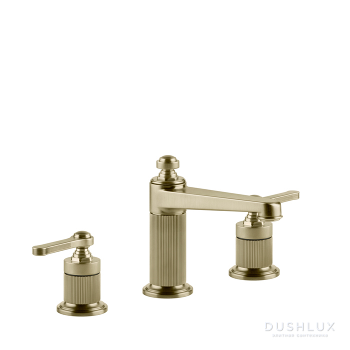Фото Gessi Venti20 Смеситель для раковины, на 3 отв., высота излива 98 мм., с донным клапаном, цвет: Brushed Brass PVD