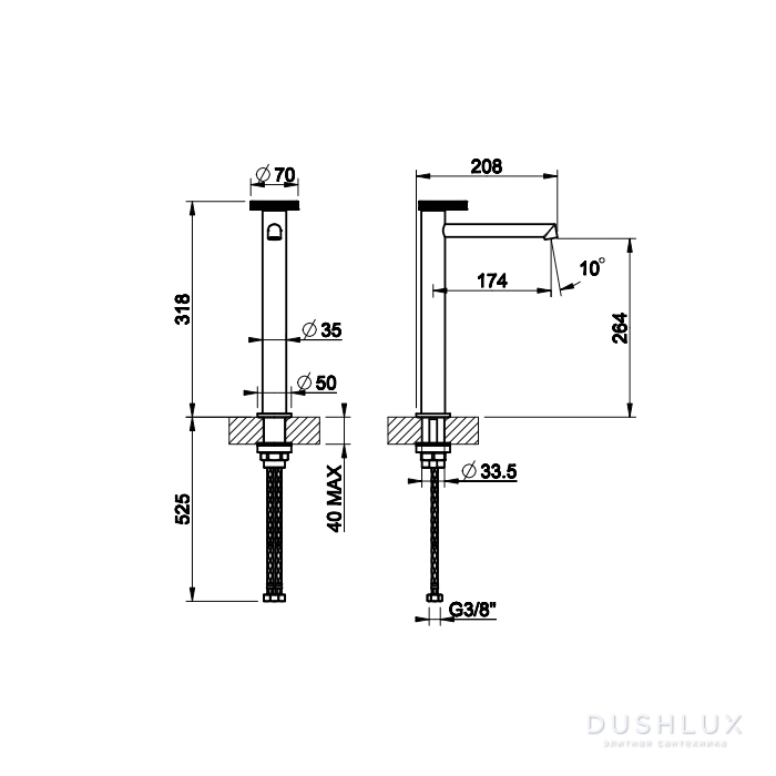 Gessi Anello Смеситель для раковины высокий с длинным изливом, без ...