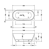 Duravit D-Neo Ванна отдельностоящая 160х75хh60cм., со спец сливом-переливом, цвет: белый