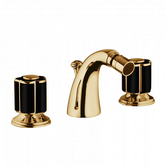 Bongio Fleur Noir, Смеситель для биде, цвет: золото/черный фарфор ...