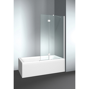 VismaraVetro Шторка на ванну PV 54х150Hсм, размер 90-92(50+40)см, DX (правая), стекло Transparent 04, Bright Silver 21, петли С67 внутр. открытие, TPA