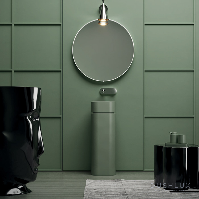 Фото Kerasan Hako Раковина квадратная 30см, на пьедестале, без отв., цвет: verde matte