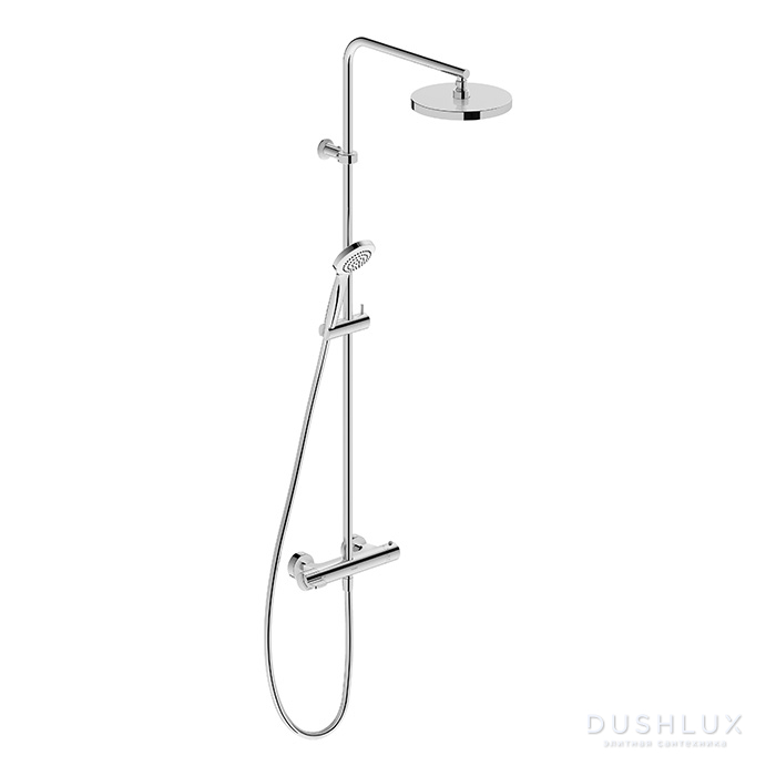 Фото Duravit B.1 Душевая колонна с термостатическим смесителем, верхним душем, штангой и лейкой, цвет: хром