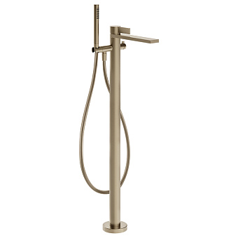 Gessi Inverso Diamantato Смеситель для ванны, напольный, с переключателем и ручным душем, цвет: Brass Brushed PVD