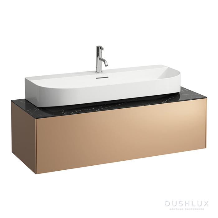 Фото Laufen Sonar Тубма под раковину 117.5х45.5х34см., 1 ящик, 1 отв. в центре, совместим с раковиной-чашей 816347, цвет: медь/черный мрамор