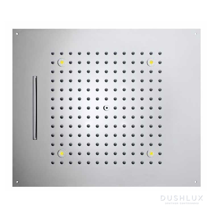 Фото BOSSINI DREAM/2 Верхний душ 570 x 470 мм, с 4 LED RGB, 2 режима (дождь, каскад), блок питания/управления, Cromoterapia, цвет: никель шлифованный