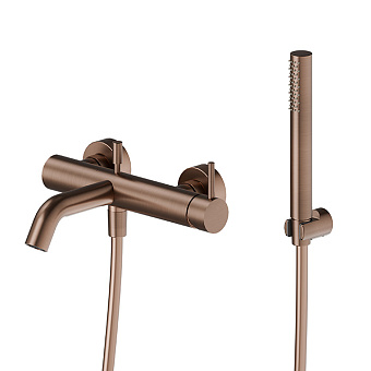 Newform X-Steel 316 Смеситель для ванны, настенный, с ручным душем и шлангом 150см., цвет: PVD Brushed copper bronze