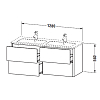Duravit XSquare База подвесная 128х47.8х56см с 2 раковинами, с 4 выдв ящик, цвет: белый глянцевый