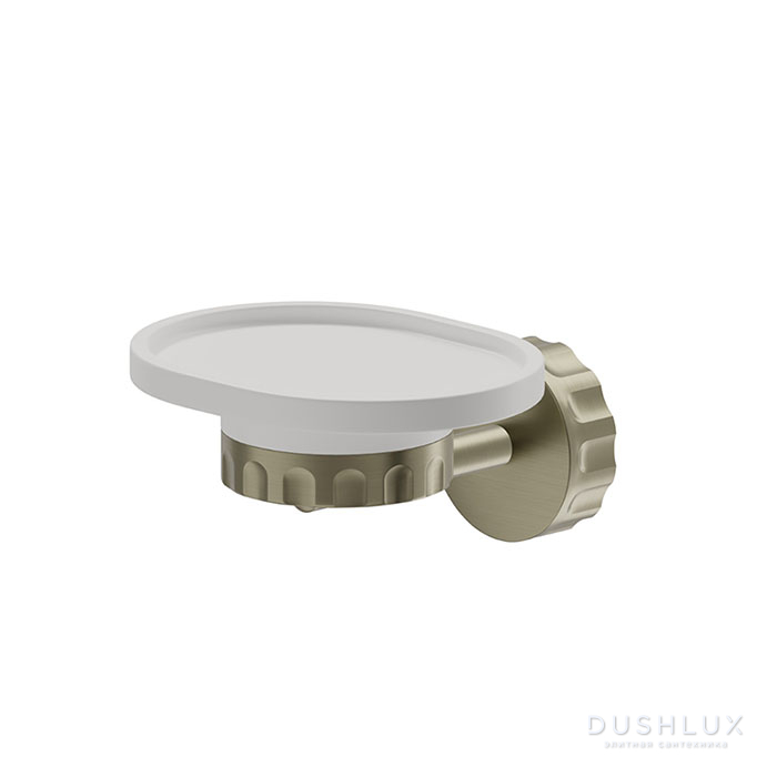 Фото Newform Ionika accessori Мыльница подвесная, белый композит, цвет: PVD brushed pale gold
