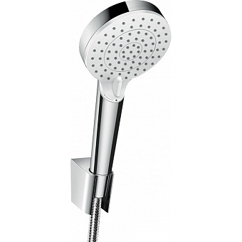 Hansgrohe Crometta Vario Душевой набор: ручной душ 100, 2jet (Rain, IntenseRain), EcoSmart, шланг 1,6м, держатель, цвет: белый/хром