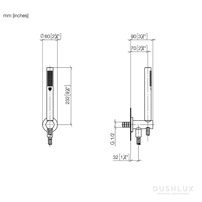 Dornbracht Meta Душевой гарнитур со шлангом и держателем для ручного ...