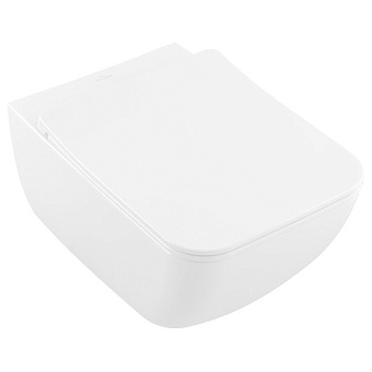 Villeroy&Boch Venticello Унитаз 33x37.5см., подвесной, безободковый, с гориз. выпуском, с сиденьем микролифт, цвет: альпийский белый
