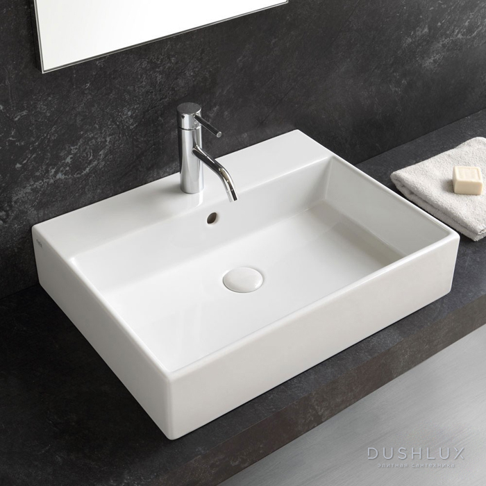 Фото Cielo Smile Раковина 60х46х13 см, 1 отв., подвесная, цвет: глянцевый белый