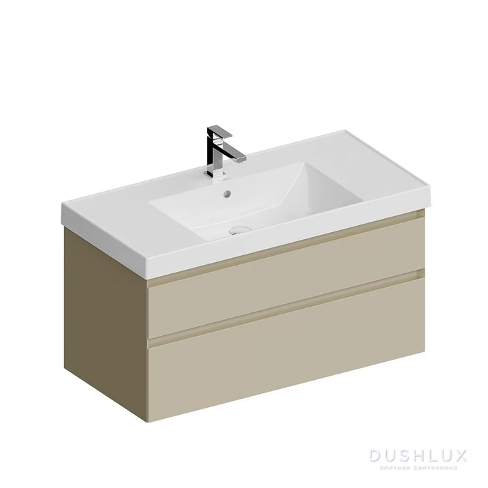 Фото Kerama Marazzi Cubo Тумба 97.8х47х47.5см., подвесная, с ящиками, цвет: лимо матовый