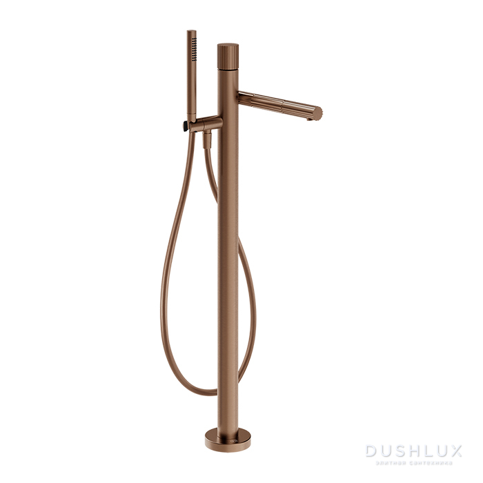 Фото Gessi Incastri Смеситель для ванны, напольный, с ручным душем, цвет: Copper Br. PVD
