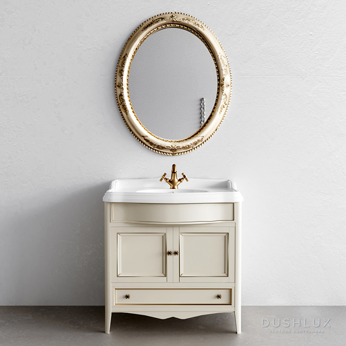 Фото TW Veronica nuovo База с раковиной Simas AR864bi*1 90х56см, напольная, с 1отв., 2 распашные дверки+1 выдв.ящик, доводч. Blum, ручки: Riflesso бронза, цвет: vintage