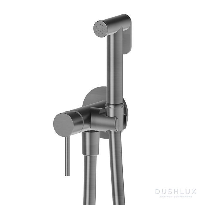 Фото Newform Idroscopini Гигиенический душ, с держателем, шлангом 120см., цвет: PVD Br. Gun Metal