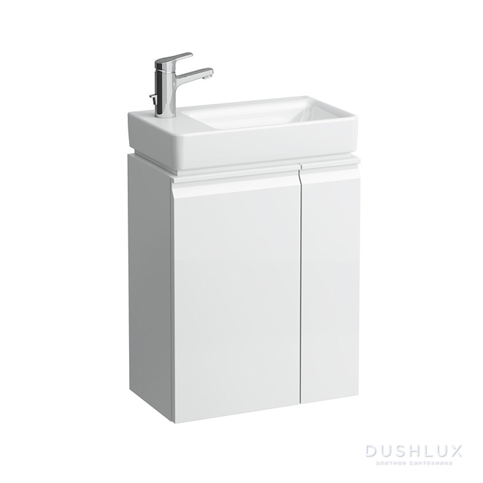Фото Laufen Pro База с раковиной 47x27,5x60,5см, подвесной, петли слева, полки справа, 1 дверка, цвет: белый