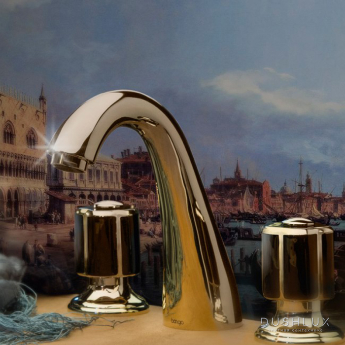 Bongio Fleur Noir, Смеситель для раковины, цвет: золото/черный фарфор ...