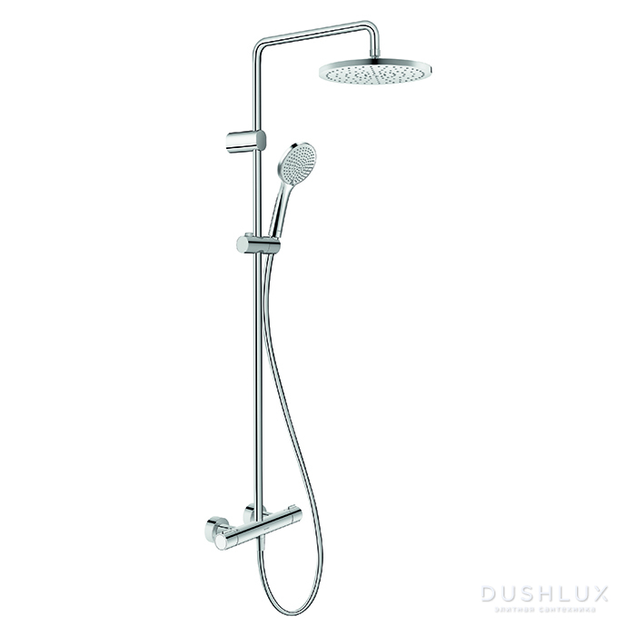 Фото Duravit Wave Душевая система с термостатом, ручной душ с регулировкой высоты, душевой шланг 1600 мм, ручной душ 3 режима 110 мм, цвет: хром
