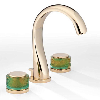THG Island Смеситель для раковины на 3 отверстия, с донным клапаном, цвет Soft gold