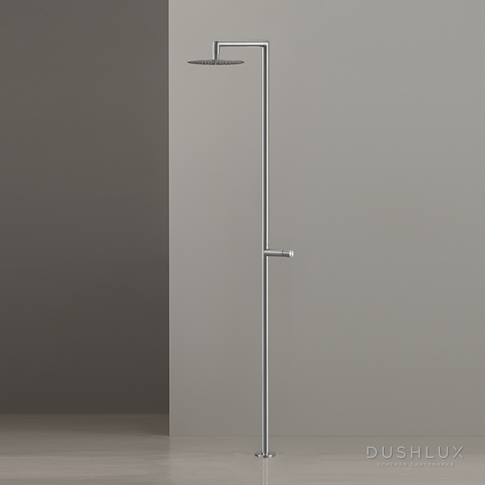 Фото CEA Design CARTESIO Душевая стойка со смесителем и верхним душем, напольная, цвет: нержавеющая сталь