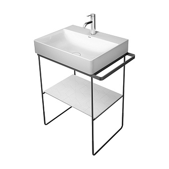 Duravit DuraSquare Консоль металлическая напольная с раковиной 50x47см, с полотенцедержателем, цвет: черный матовый