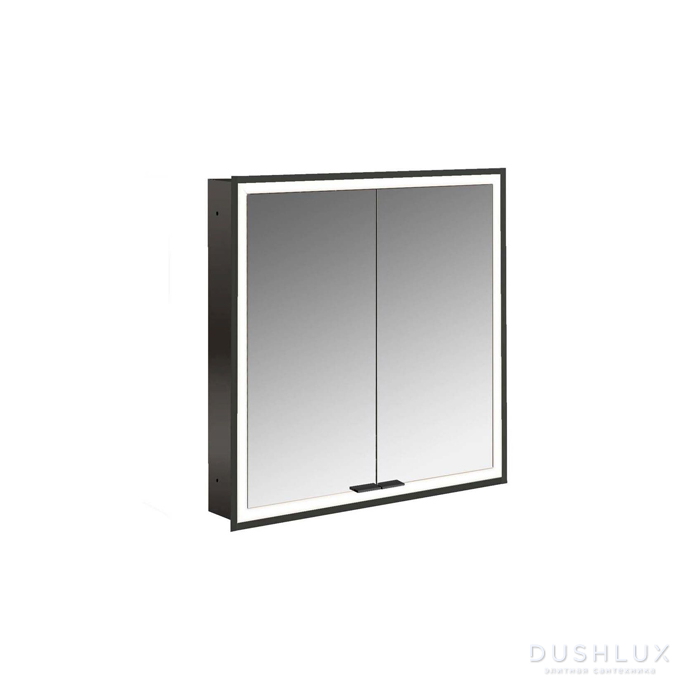 Фото Emco Prime Зеркальный шкаф 60см., с подсветкой LED встраив. модель, 2-дверки, IP 20 с Lichtpaket, зеркальная задняя стенка, цвет черный