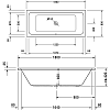 Duravit D-Code Ванна 180x80x42 см, встраиваемая, с 2 наклонами для спины, выпуск центральный, цвет: белый
