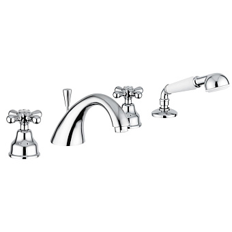 Emmevi Deco Classic Смеситель с ручным душем на борт ванны, 4 отверстия, цвет: хром-золото