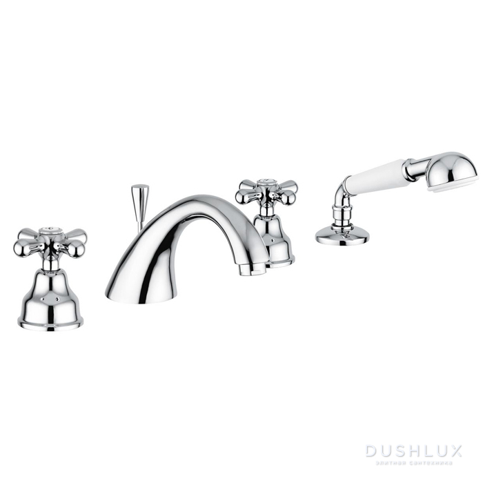 Фото Emmevi Deco Classic Смеситель с ручным душем на борт ванны, 4 отверстия, цвет: хром-золото
