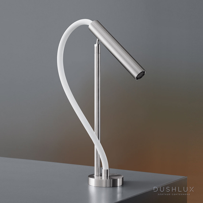Фото CEA Design ASTA Излив для раковины 37см., с регулируемым и съёмным носиком, цвет: нержавеющая сталь/белый