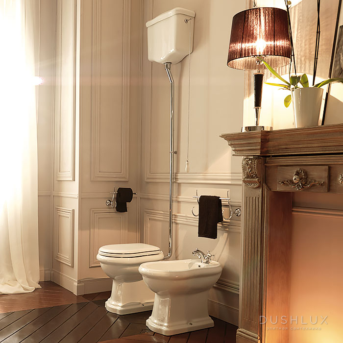 Kerasan Retro Унитаз 59х38.5см, слив в пол, цвет: белый/хром, 101001 ...