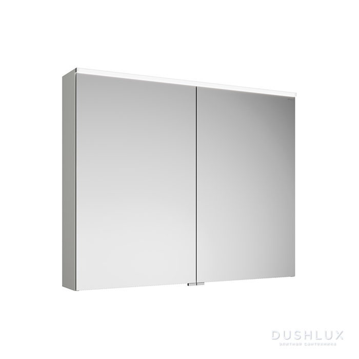 Фото Burgbad Eqio Зеркальный шкаф 100x80x17см., 2 двери, стекл. полки, LED, цвет: K0040