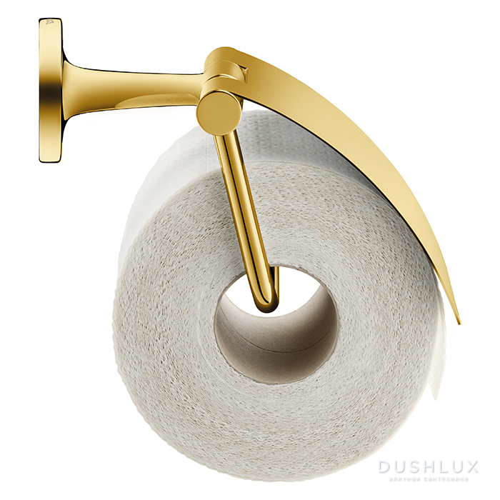 Фото Duravit Starck T Держатель туалетной бумаги, с крышкой, подвесной, цвет: Gold Polished