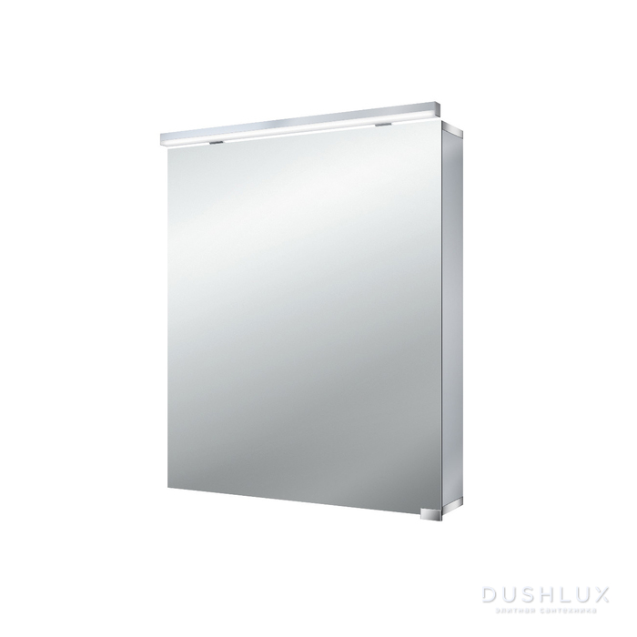 Фото EMCO Flat Зеркальный шкаф 60x72.8см., LED-подсветка, 1 дверь, 2 полки, розетка, без нижней подсветки